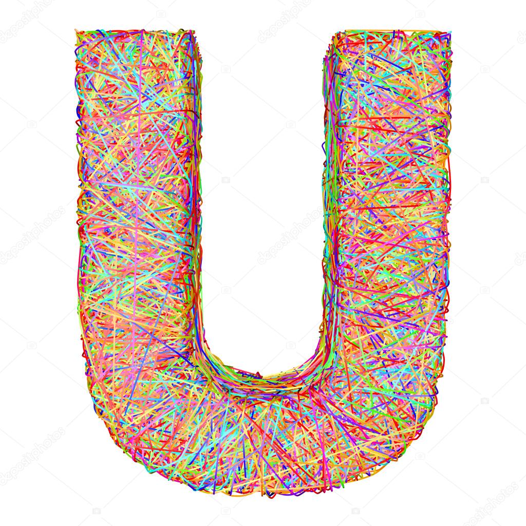  Alphabet  symbol letter U  composed of colorful striplines 