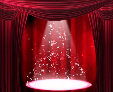 o parlak spot film veya tiyatro perdesi