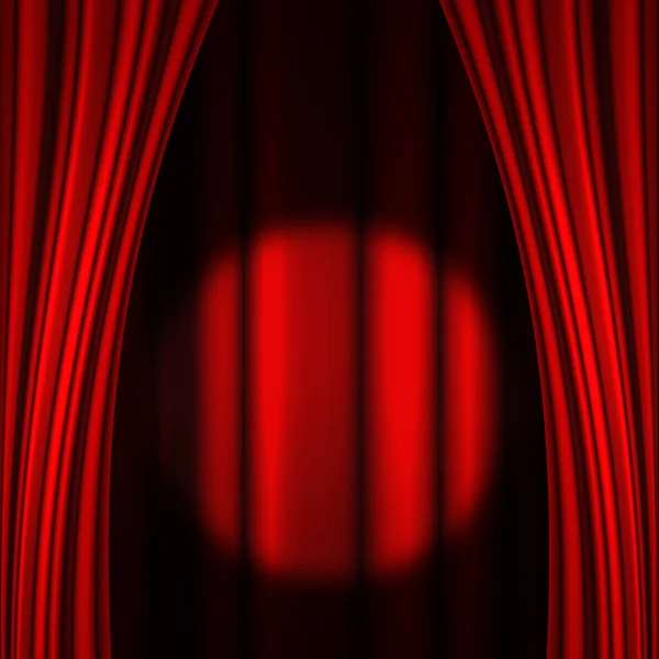 Spotlight on stage curtain — Stock Photo, Image