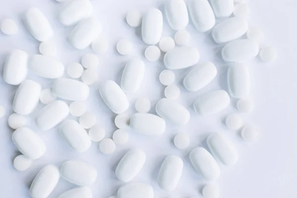 Many White Pills White Background Health — Stock Photo, Image