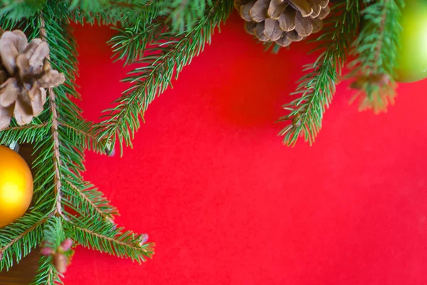 Weihnachten Hintergrund Grüne Tannenzweige Festlichen Hintergrund Kreative Komposition Mit Rahmen — Stockfoto