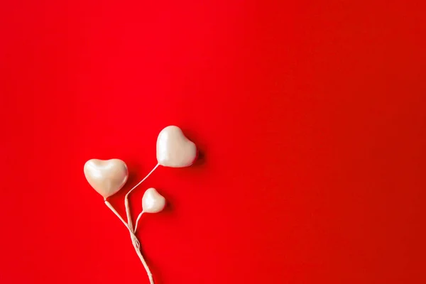 Знамя Дня Святого Валентина Множеством Сердец Красном Фоне Пробелами Текста — стоковое фото
