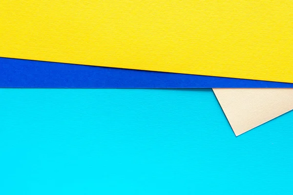 Geometrische Struktur Mit Blauem Gelbem Hellblauem Beigem Papier — Stockfoto