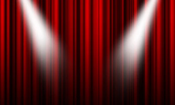 Tiyatro Sahnesi Perdesi Sahne Kırmızı Dramatik Kumaş Sahne Işıkları Altında — Stok fotoğraf