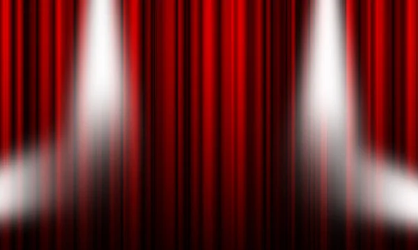 Tiyatro Sahnesi Perdesi Sahne Kırmızı Dramatik Kumaş Sahne Işıkları Altında — Stok fotoğraf