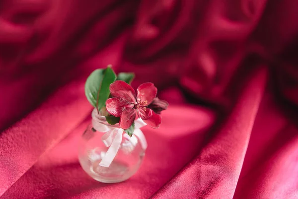 Red Flower Red Silk Background — Stockfoto