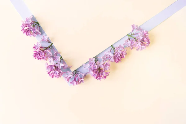 Schöner Blumenschmuck Fliederblüten Freier Raum Für Text Auf Hellem Pastellgrund — Stockfoto