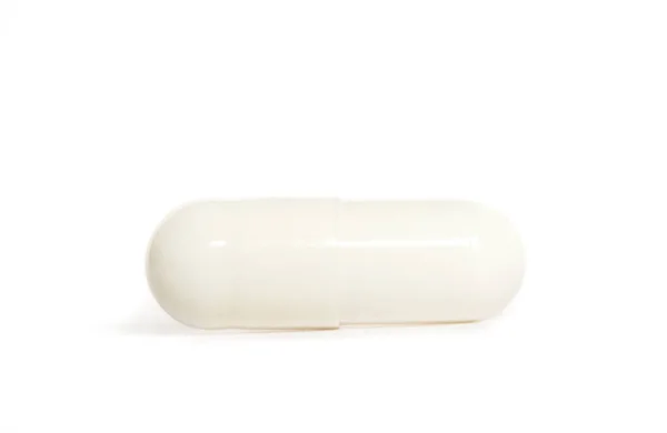 Pillola Capsula Bianca Sfondo Bianco — Foto Stock