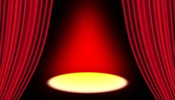 光のビームと赤いカーテン — ストック写真