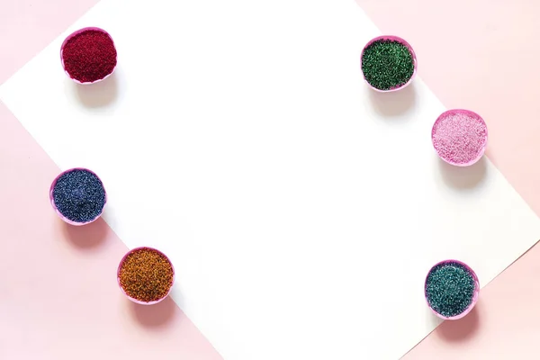 Красочные Стеклянные Бусины Разнообразие Форм Цветов Сделать Бусины Ожерелье Нить — стоковое фото