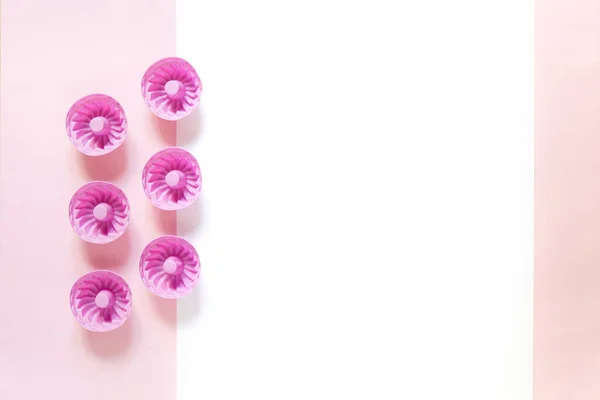 Stampi Silicone Rosa Cupcake Muffin Sfondo Rosa — Foto Stock