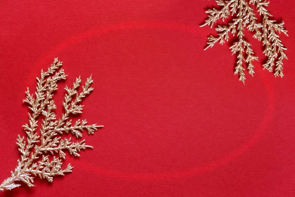 Minimalistic Christmas Decoration Red Background — Stock fotografie