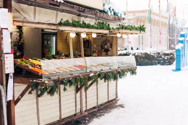 Straat Cafe Wintermarkt Geurige Glühwein Peperkoek — Stockfoto