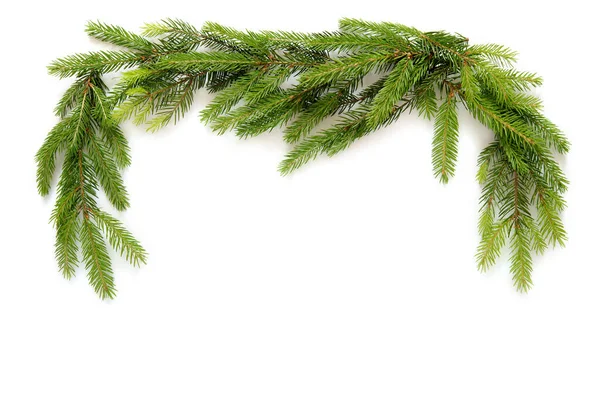 Kerstversiering Met Dennentakken Geïsoleerd — Stockfoto