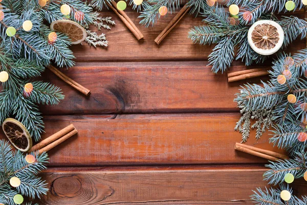 New Year Background Christmas Decoration Wooden Background — 图库照片