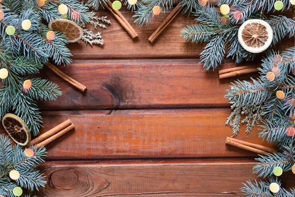 new year background, christmas decoration on wooden background