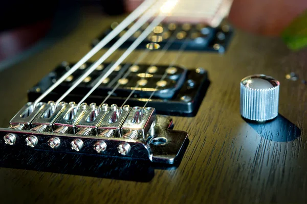 Details Van Body Toets Van Een Elektrische Gitaar Toneelverlichting Lichte — Stockfoto