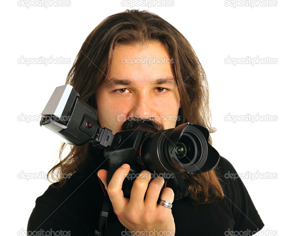 Portrait photographer with a camera