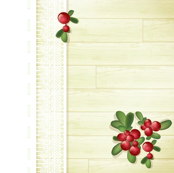 Cranberries at Wooden Background — Stock Vector