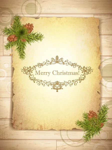 Винтажная папка с рождественскими поздравлениями — стоковый вектор