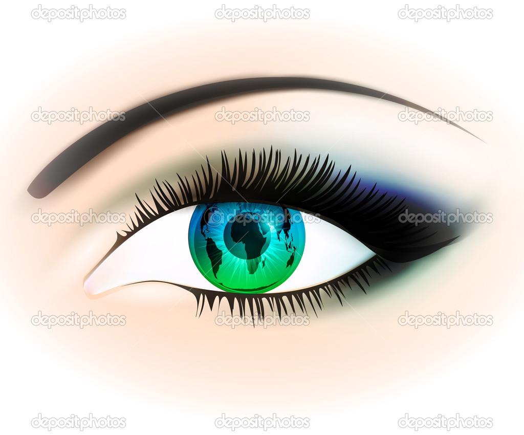 Woman Eye With World in It