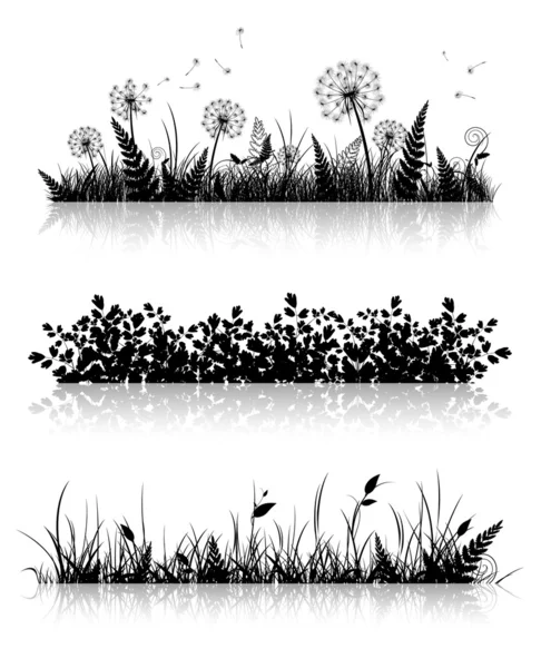 Grasbanner Silhouette Set — Stockvektor