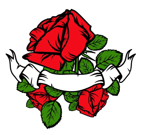 Vintage rozen en banner — Stockvector