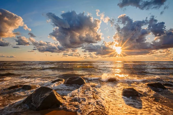 Sonnenuntergang Der Ostsee Tuja Lettland — Stockfoto