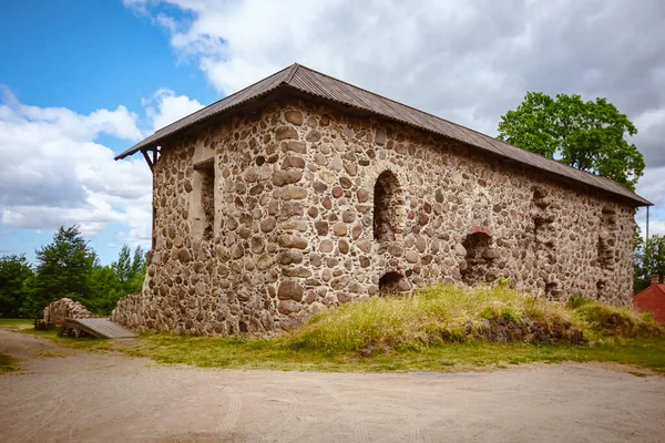 Ancien Bâtiment Pierre Zone Rurale Lettonie — Photo