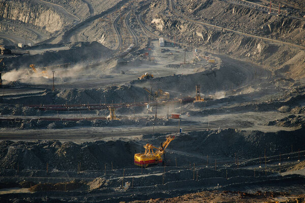 Open pit mine in mining and processing plant.