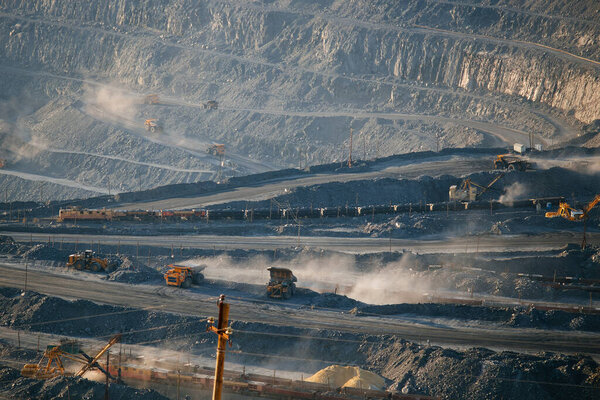 Open pit mine in mining and processing plant.