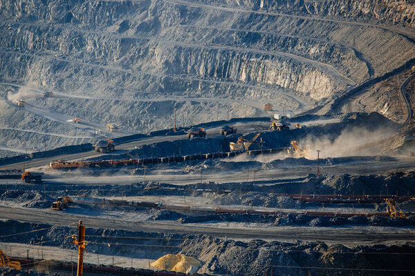 Open pit mine in mining and processing plant.