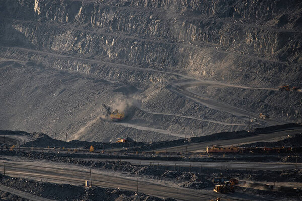 Open pit mine in mining and processing plant.