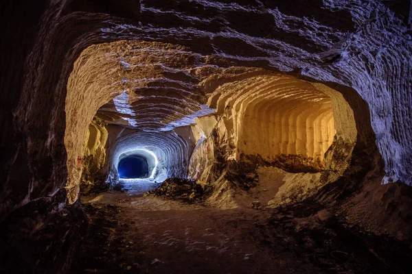 Túnel Mina Calcárea Con Rastros Perforadora Belgorod Rusia —  Fotos de Stock