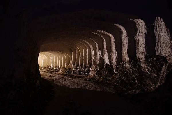 Chalky Mine Tunnel Traces Drilling Machine Belgorod Russia — Stock Photo, Image
