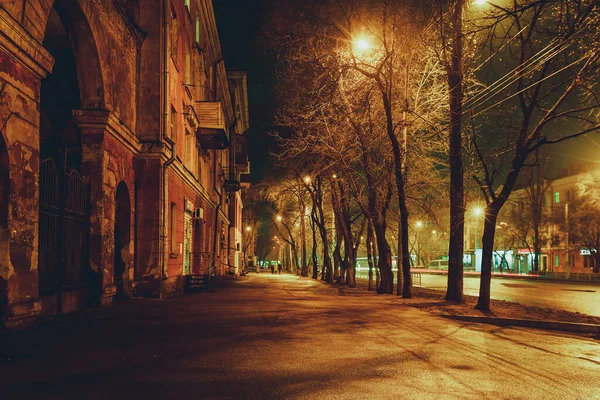 Notte Strada Vuota Nella Città Voronezh — Foto Stock