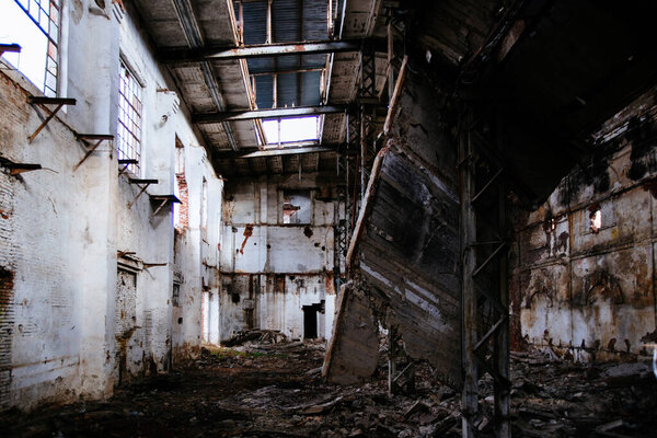 Abandoned and ruined sugar factory in Novaya Tavolzhanka, Belgorod region.