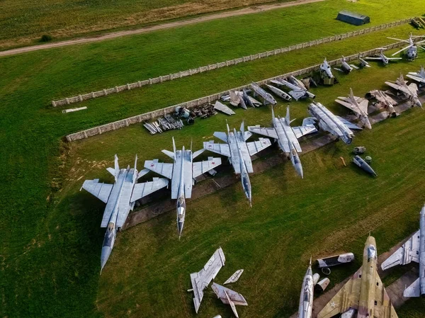 Letecký Pohled Vojenská Letadla Letišti — Stock fotografie