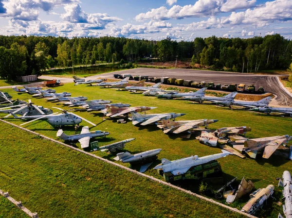 Vista Aérea Aeronaves Militares Aeródromo — Fotografia de Stock