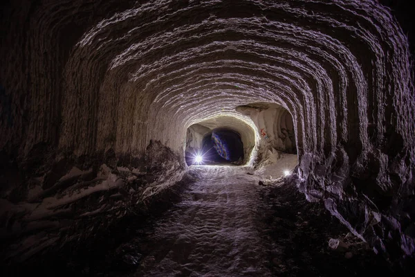 Křídový Důlní Tunel Stopami Vrtačky Belgorod Rusko — Stock fotografie