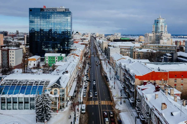 Winter Voronezh Stadsgezicht Revolutie Prospect Centrale Straat Van Voronezh — Stockfoto