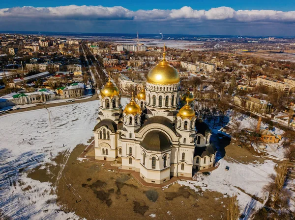 Ascension Cathedral Novocherkassk Winter Day Aerial View Drone — Stock Photo, Image