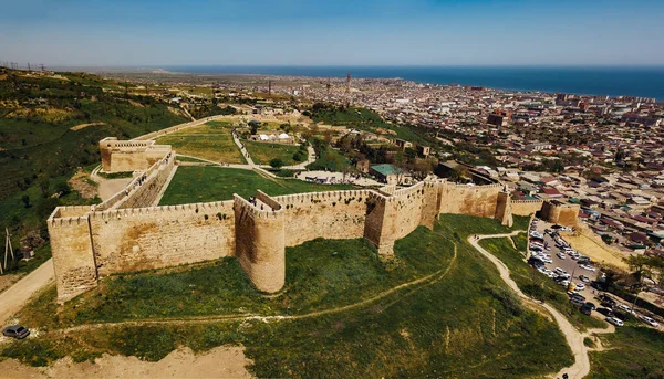 Derbent, Dağıstan 'daki Naryn-Kala kalesi, hava manzaralı..