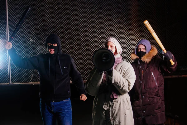 Angry Riots Bat Megaphone Revolt Concept — Stock Photo, Image