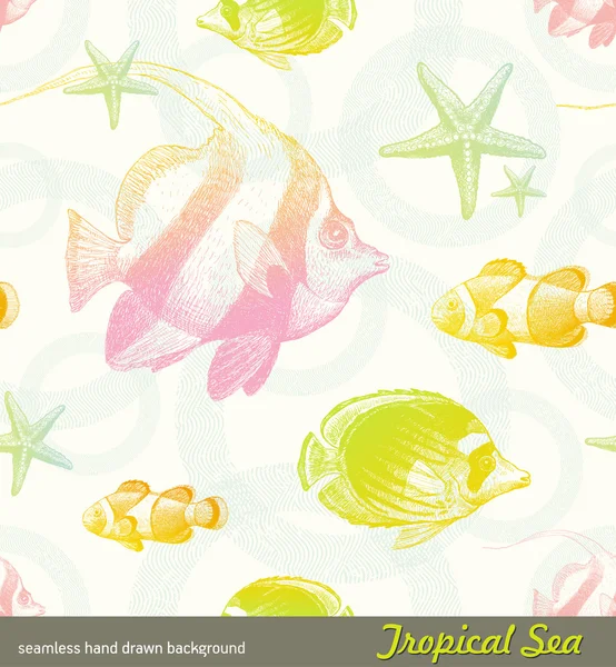 Fondo sin costuras con peces tropicales — Archivo Imágenes Vectoriales