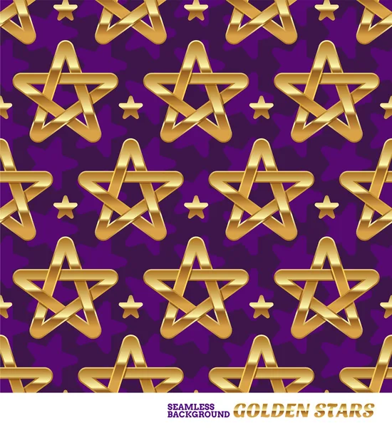 Patrón sin costuras con estrellas doradas - ilustración vectorial — Vector de stock