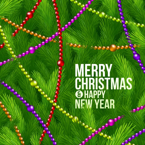 Ramas de árboles de Navidad y guirnaldas de color — Archivo Imágenes Vectoriales