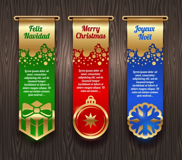 Vertical banners with Christmas greetings and signs — Stock Vector
