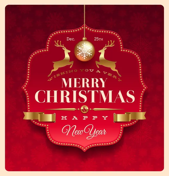 Christmas greeting decoratieve etiket — Stockvector