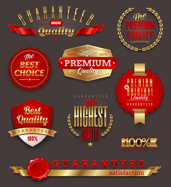 Conjunto de etiquetas doradas premium y de calidad — Vector de stock